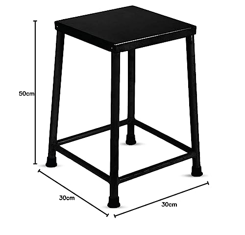 Image of MILAD SAIFIX Sitting Stool for Indoor Or Outdoor | Metal Lightweight | Office & Home | Kitchen & Garden | Heavy Duty | Table (30 L x 30 W x 50 H CM's, Black Color)