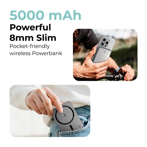 Image of Laurel 5000mAh MagSafe Wireless Power Bank with Digital Display, 15W Wireless Charging, 20W PD Fast Charging & Premium Aluminum Finish