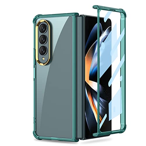 Estuche Transparente Cuerpo Completo para Samsung Galaxy Z Fold 4 5g 2022, Estuche teléfono Doble Cara 360 Grados Protector Pantalla Incorporado Estuche rígido plástico a Prueba Golpes - Verde Cover