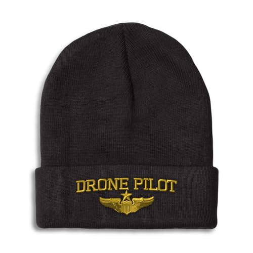 Beanies Drone Pilot Gold Embroidery Insignias UFO Winter