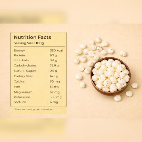 Image of NEUTORICA | Premium 100% Handpicked Raw Makhana | Ancient Superfood | Farmer-Sourced | Healthy Snacks | Natural | Gluten-Free | High Protein | Rich in Calcium & Antioxidants | Chemicals Free (150gm) | Clean handpicked with zero black shell |