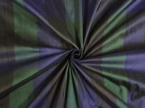 Tissu Dupioni en soie de prestige bleu vert noir l'excellence pour robes de créateurs
