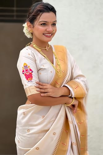 Image of SGF11 Women's Kanjivaram Paithani Silk Saree With Unstitched Blouse Piece