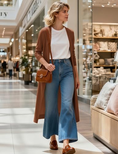 Image of GRACE KARIN Essential Solid Open Front Maxi Long Knitted Cardigan Sweater for Women
