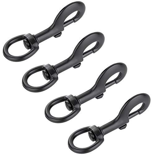 Aowesm 4-Pack Swivel Lobster Claw Clasp Spring Loaded Snap Trigger Clip Zinc Alloy Single Ended Bolt Snap Hooks For Pet Lanyards And Dog Leashes, 3/4 Inch Eyelet Diameter (Round Eyelet, Black) #TOP3