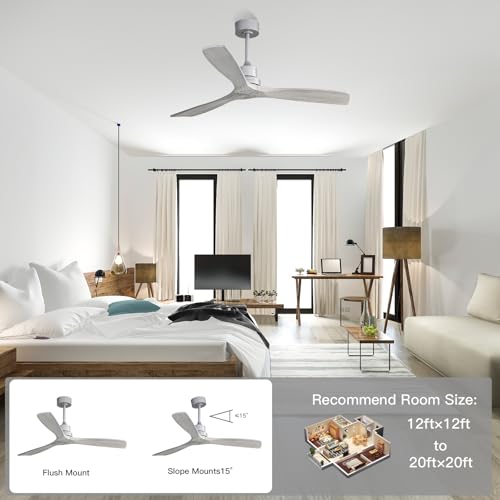 Image of Sofucor Smart Ceiling Fan no Lights, 52 inch Low Profile Ceiling Fans with Remote, Compatible with Alexa /Google /App, 6-Speed Timing Reversible DC Motor for Bedroom Living Room Patio Indoor Outdoor