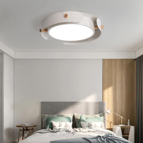 Plafonnier LED rond dimmable à l'infini avec télécommande et bois nordique - 4