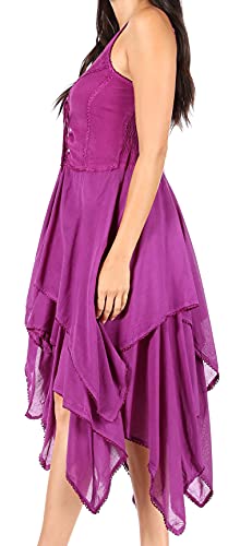 Image of Sakkas Lady Mary Jacquard Corset Style Bodice Lightweight Handkerchief Hem Dress