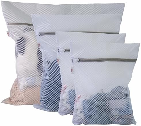 Mesh Washing Bags for Laundry - Thickened 120g Honeycomb Mesh, 4-Pack (1XXL+1L+2M) for Delicates, Lingerie, Bras, Sweaters, Baby Clothes, Bed Sheets & Stuffed Toys