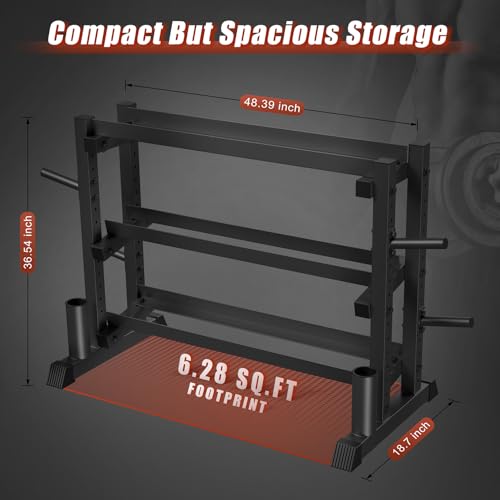 3-Tier Dumbbell Rack, 1200LB Capacity Adjustable Weight Rack for Home Gym, Heavy-Duty Weight Stand for Dumbbells Kettlebells & Weight Plates(Rack Only) by Jusgym - Image 6