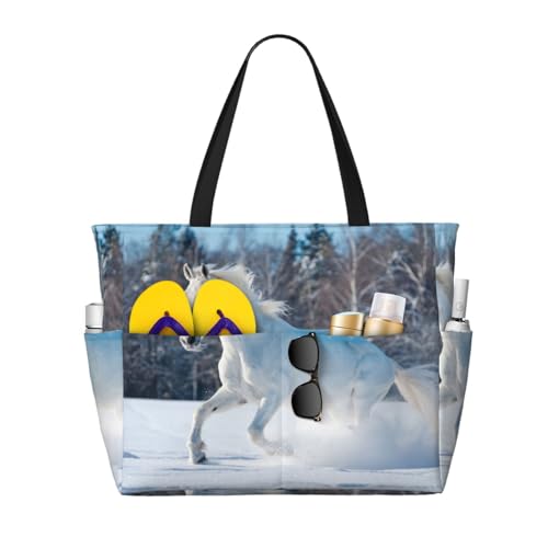 Grand sac de plage Cheval Blanc avec poignées robustes et grand volume femme