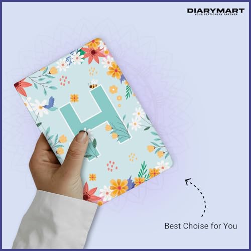 Image of Initial H Premium Soft Bound Notebook Diary for Girls and Women (B6, 90 GSM, 160 Ruled Pages) Floral Design Notebook Journal Diary