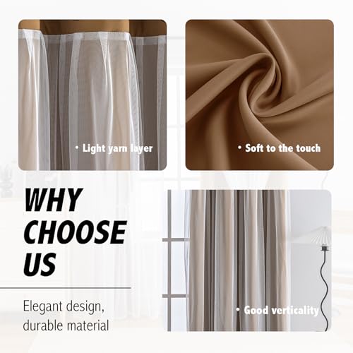 Image of Anytime Double Layer Blackout Curtains 2 Panels,52Wx120L,Coffee