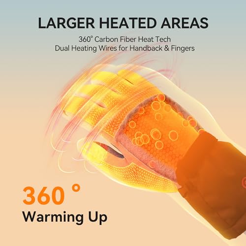 Image of SAVIOR HEAT Heated Gloves for Men Women, Rechargeable Electric Heated Leather Skiing and Snowboarding Gloves