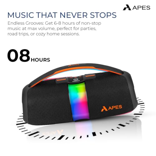 Image of APES BlastOutdoor Bluetooth Party Speaker, 8Hrs Playtime, Dynamic RGB LED's, 40W Speaker (Black)