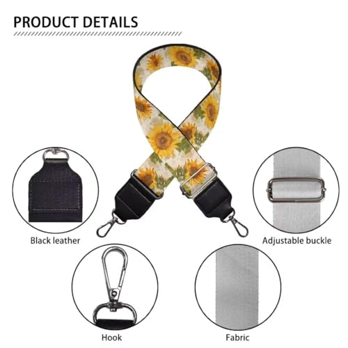 Image of Coldinair Sunflower Wide Shoulder Strap Adjustable Replacement Belt Guitar Crossbody Bag Straps Handbag Strap Canvas Straps Luggage Strap