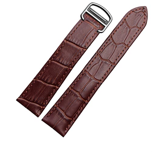 Correa de reloj de cuero genuino premium con elegante hebilla de acero para Tank 24mm Agate
