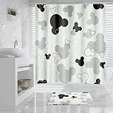 LAYINUSG Cute Cartoon Shower Curtain Set with Bathroom Rug Waterproof Polyester Fabric Bathroom Curt