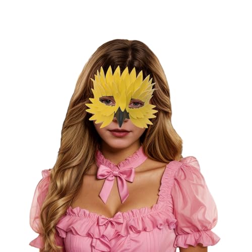 Generisch Masque de hibou en plumes - Demi-masque pour le carnaval - Élégant masque d'oiseau avec bec - Costume de carnaval pour fête de carnaval, cosplay, mascarade