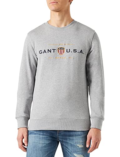 GANT Herren D1. Banner Shield C-Neck Sweatshirt, Grey Melange, L