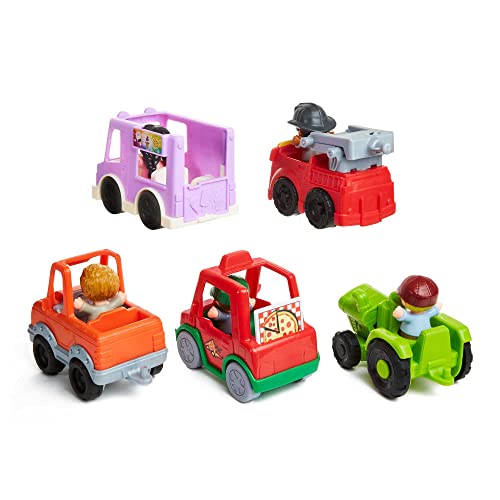 Fisher-Price Little People Pack 5 coches Paseo por el barrio 5 coches de juguete con 5 figuras, regalo para niños +1 año (Mattel GLH52)