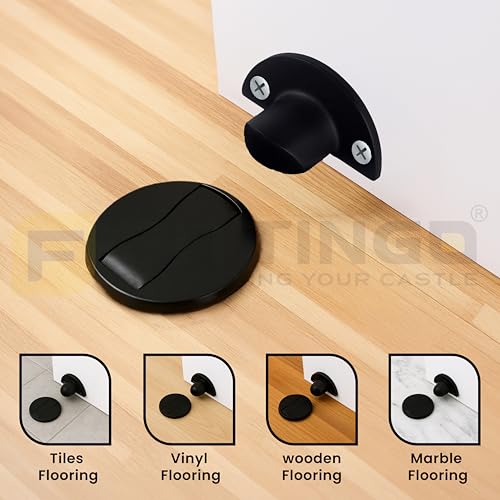 Image of Round Magnetic Door Stopper Black Finish Stainless Pack 1