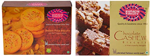 Image of Karachi Bakery Badam Pista Biscuits, 400g + Karachi Bakery Chocolate Cashew Biscuits, 400g