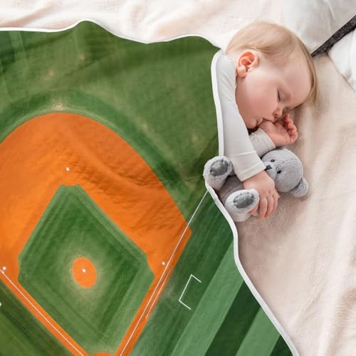 Image of Baseball Field Baby Blanket Cotton Cozy Throw Blanket Warm Nursery Swaddle Receiving Toddler Blankets 30 inch x 40