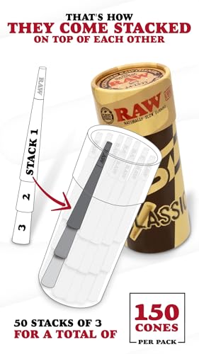 Image of RAW Dogwalker Mini Single Size Cones Rolling Papers 70 /30 Size - 150 Pack Smaller than 1 1 /4 - Slow Burning - Great for Quick Sessions