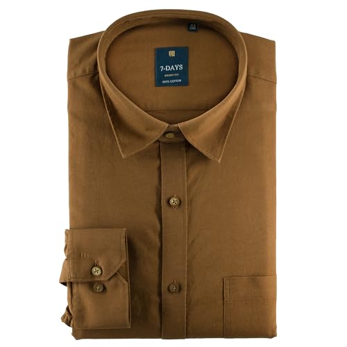 Image of 7-DAYS Men's 100% Cotton Full Sleeve Shirt for Men | Premium Plain Shirt | Tailored Fit (Between Slim & Regular) | Stylish Office & Casual Wear | with Pocket
