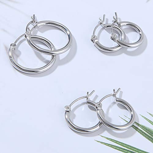 Gacimy Small Hoop Earrings For Women, 14K White Gold Plated Hoops With 925 Sterling Silver Post, White Gold 14 16 20Mm #TOP7