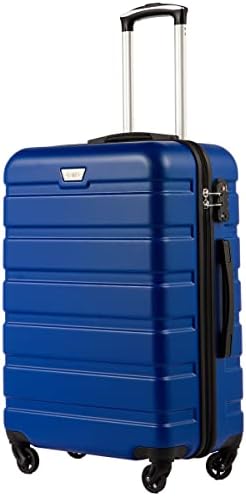 COOLIFE Suitcase Trolley Carry On Hand Cabin Luggage Hard Shell Travel Bag Lightweight with TSA Lock and 2 Year Warranty Durable 4 Spinner Wheels (Black/Brown, L(77cm 93L))