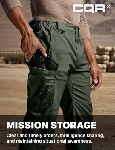 Image of CQR Men's Flex Stretch Tactical Pants, Water Resistant Ripstop Cargo Pants, Lightweight EDC Outdoor Work Hiking Pants