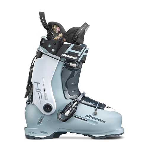 Nordica HF Pro 105 W Women's Wide Fit Easy Entry Alpine Ski Boots (Light Blue/White/Green, 25.5)