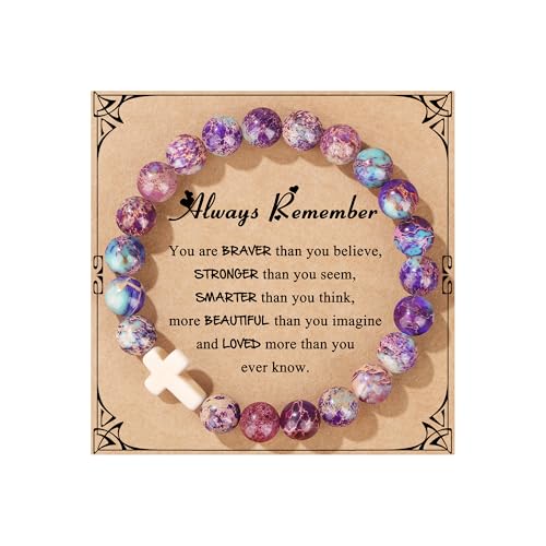 JoycuFF Gifts for Teens Trendy Stuff, Christmas Stocking Stuffers Bracelets Jewelry for Women Teens Teenage, Valentines Day Easter Basket Stuffers for Teenage Unique Present Cross Bracelets