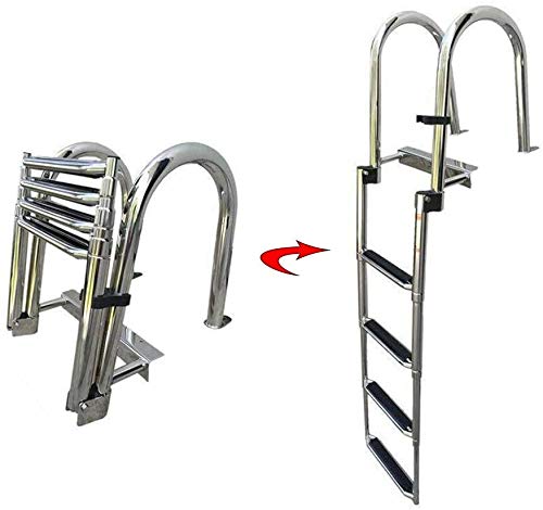 Échelle télescopique ponton bateau 4 marches en acier inoxydable pour yacht