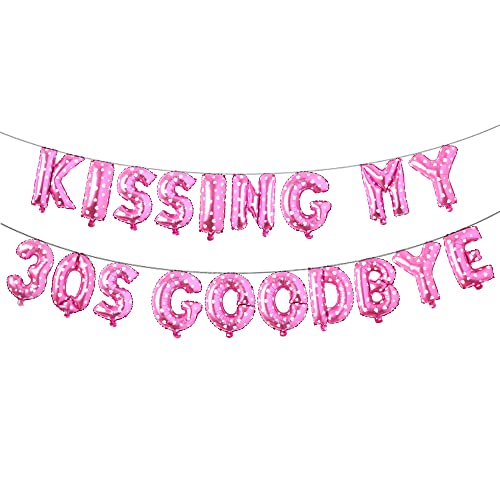 Kissing My 30s Goodbye Decorations Kissing My 30s Goodbye Banner Balloons 40th Birthday Balloon Dirty 40 Balloon (30S GOODBYE Pink Heart)