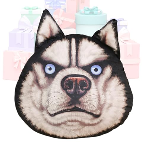 Plush Dog Shaped Pillow,Soft Plush Husky Head Cushion | Stuffed Dog Pad | For Office Apartment Hotel Dorm College Home Country Car Living Room