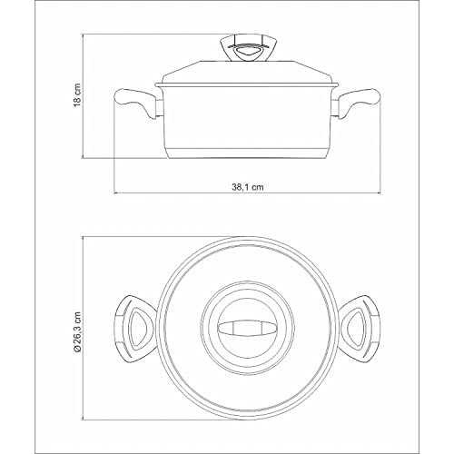Caçarola Rasa Fundo Triplo com Tampa Alças Baquelite, Tramontina, Solar 62723240, Inox, dimetro de 2