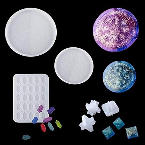 TikooTik Silicone Dice Mold, 6pcs Resin Rune Molds Divination Silicone Molds Rune Stone Resin Mold Energy Symbol Resin Supplies Crystal Epoxy Casting Mould DIY Jewelry Pendant, Keychain Cover