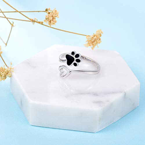 Paw Print Ring: 925 Sterling Silver Adjustable Cute Cat Dog Claw Paw Puppy Rings for Pet Lover4