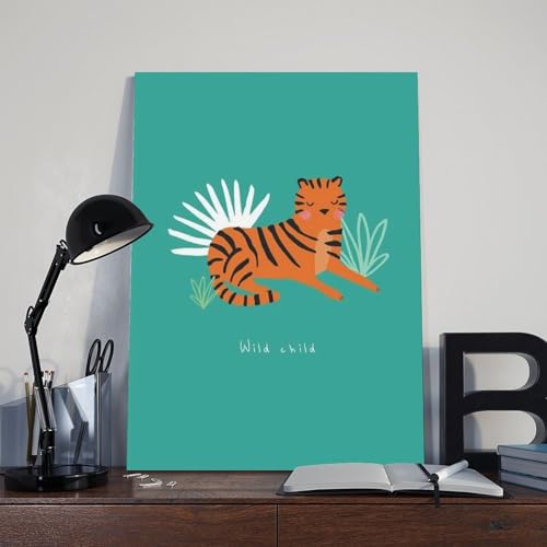 Leinwand-Poster, Motiv: Kleiner Tiger, Wildkind, Wandkunst, Dekor, Bild, Gemälde für Wohnzimmer, Schlafzimmer, Dekoration, 20 x 30 cm