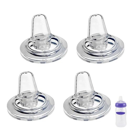 Sippy Spout Nipples for Lansinoh Baby Bottles, Transition Straw Sippy Cup 100% Food Grade Silicone Soft Nipple, 6m+, Pack of 4