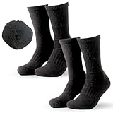 [AQshop] 靴下 厚手 登山 ソックス 冬 トレッキング 防寒 保温 あったか靴下 ウールアクリル混紡 メンズ レディース メリノウール クルー丈 スキー スノーボード 2足セット (JP, アルファベット, L)