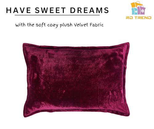 Image of RD TREND Presents Velvet 250 GSM Pillow Cover Set of 2 with Zipper,Size -18 inch x 28 inch Inches (45x71 Cm) (Wine)
