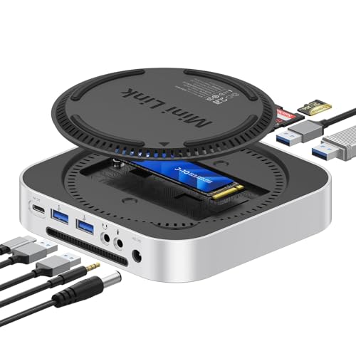 Image of ORICO MiniLink Mac mini M4 USB Hub Compatibility with NVME /SATA M.2 SSD Enclosure, 9-in-1 Aluminum Dock,2 xUSB A 10Gbps, 2 x USB A 2.0,3.0 SD /TF Card Readers, 3.5mm Headphone & Microphone Jacks(M49P)