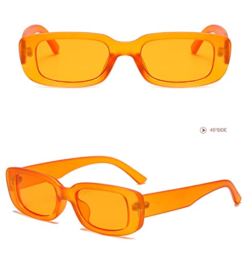 Image of IKANOO Retro Rectangle Sunglasses for Women Men Small Square Frame Trendy Y2K 90's Black Sunglasses