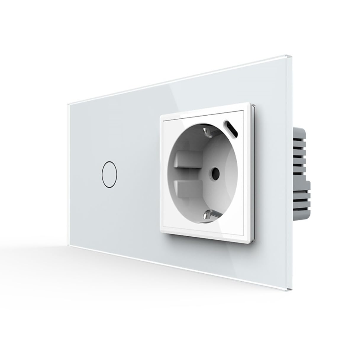 LIVOLO Glas Touch Lichtschalter und Steckdose mit USB-C 18W Anschluss Zweifach im Glasrahmen Weiß Sensorschalter Ladedose Schuko USB TYP C Unterputz Einbau VL-C701-FCTF16A-C1-SR-11-A