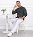 Lexiart Men's Knit Polo Long Sleeve Slim Fit Textured Collared Quarter Zip Sweater Casual Lightweight Dark Green Size M