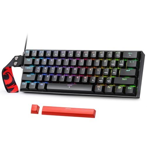 Image of Redragon K617 HE Rapid Trigger Gaming Keyboard, 60% 61 Keys Wired Mechanical Keyboard w /Hyper-Fast Actuation, Dedicated Hall Effect Magnetic Switch, Actuation Point Adjustable, Strap Version